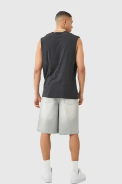 Best boohooMAN Denim Jorts In light grey