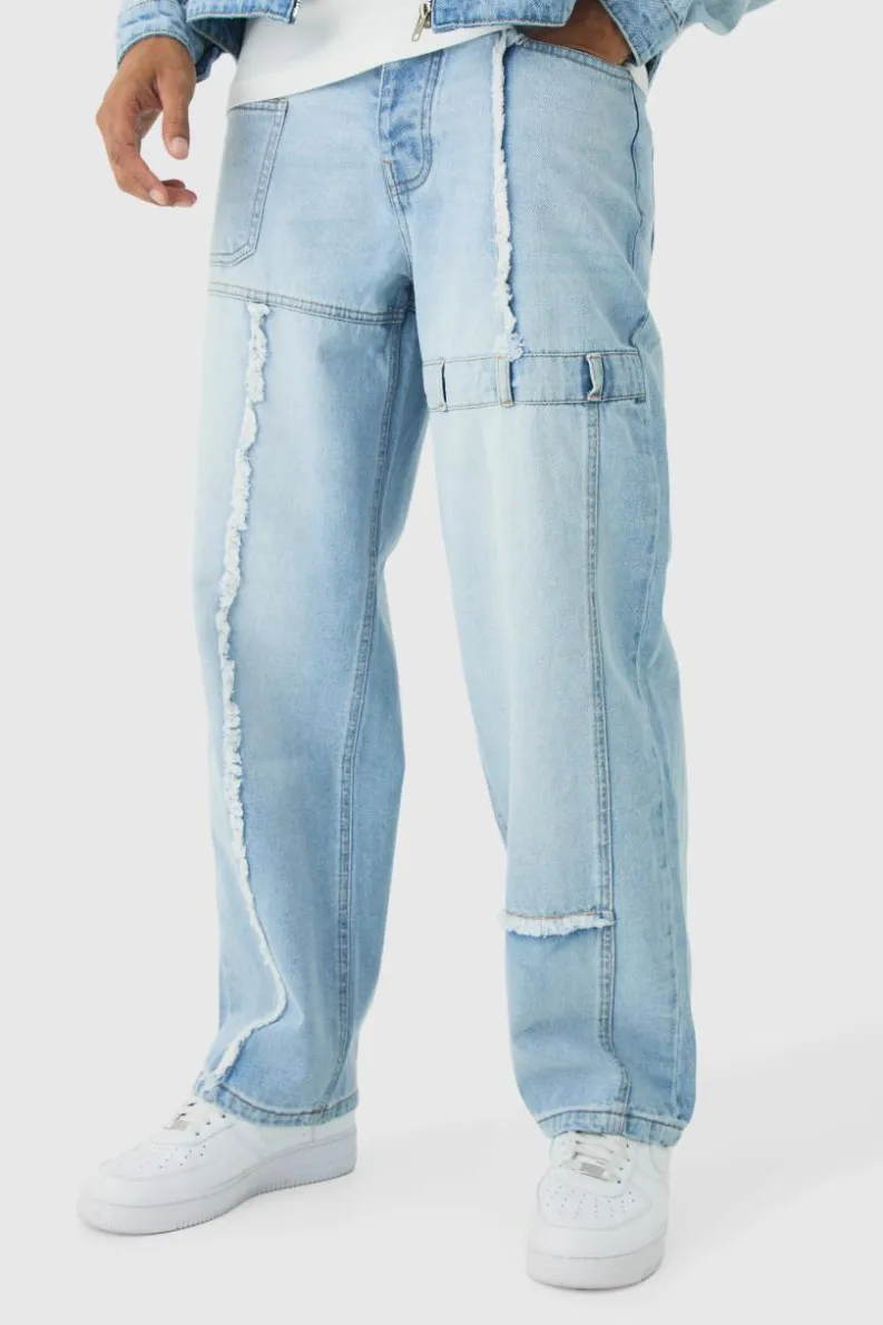 Shop boohoo Dirty Wash Carpenter Set light blue