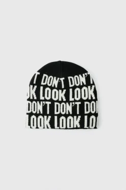 Fashion boohooMAN Don't Look Beanie black