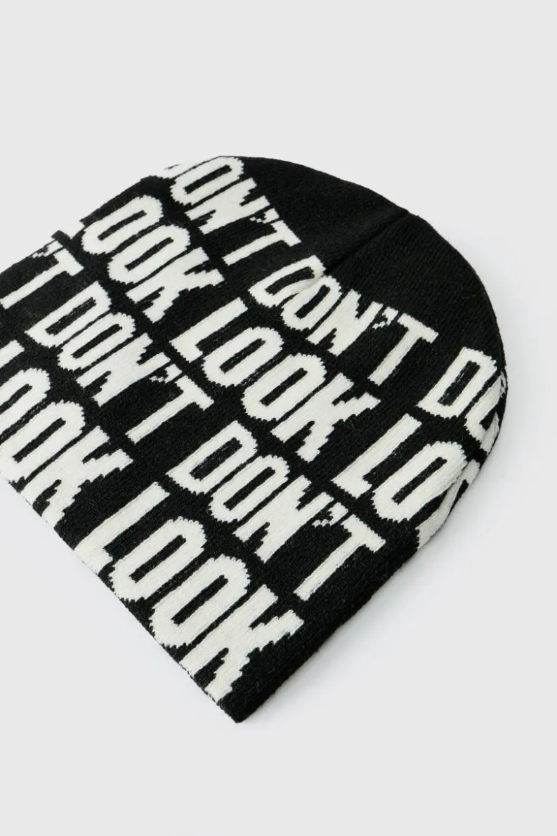 Fashion boohooMAN Don't Look Beanie black
