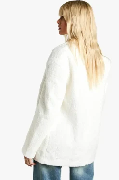 Shop boohoo Double Breast Boucle Wool Blazer ecru