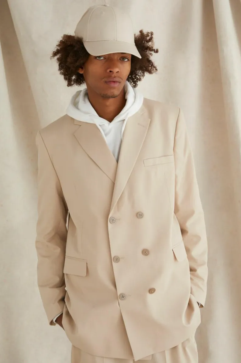 Cheap boohooMAN Double Breasted Oversized Blazer stone