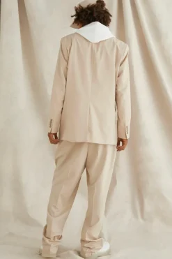 Cheap boohooMAN Double Breasted Oversized Blazer stone