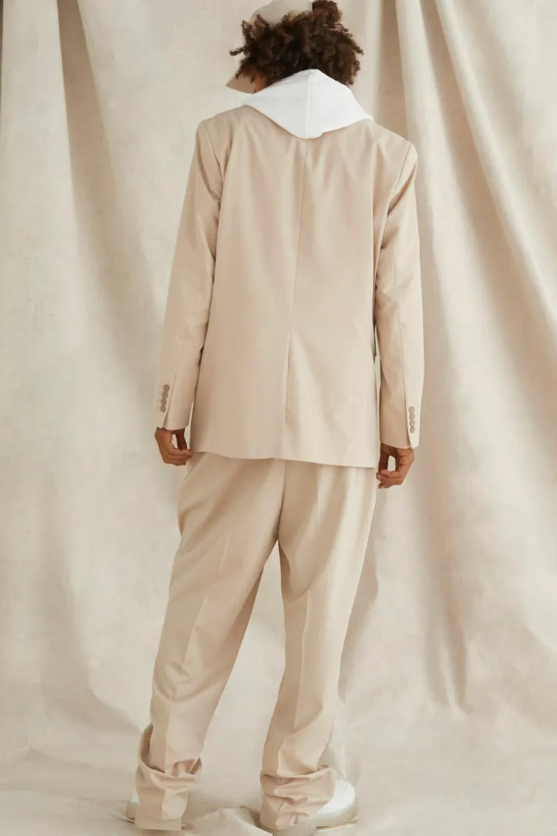 Cheap boohooMAN Double Breasted Oversized Blazer stone