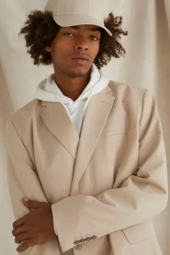Cheap boohooMAN Double Breasted Oversized Blazer stone