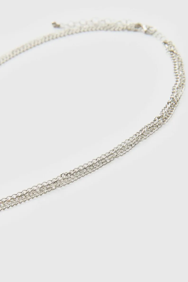 Cheap boohooMAN Double Layered Cross Necklace silver