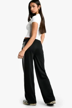 New boohoo Double Striped Tricot Straight Leg Jogger black