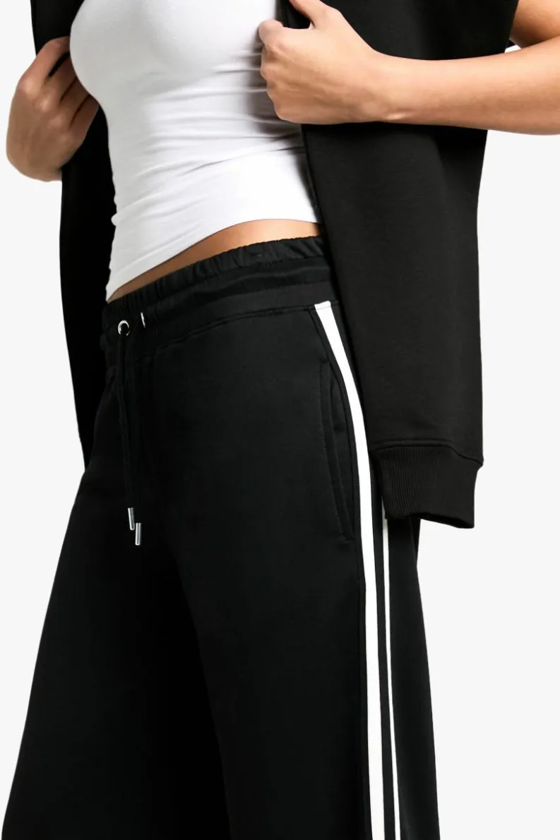 New boohoo Double Striped Tricot Straight Leg Jogger black