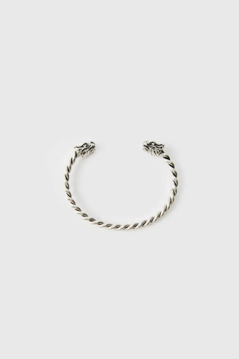 Hot boohooMAN Dragon Head Bangle silver