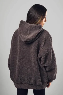Hot boohoo Dsgn Sport Applique Borg Hoodie charcoal