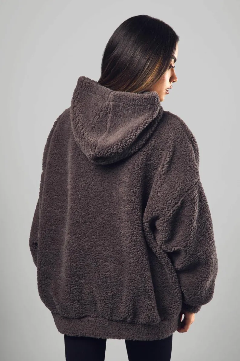 Hot boohoo Dsgn Sport Applique Borg Hoodie charcoal