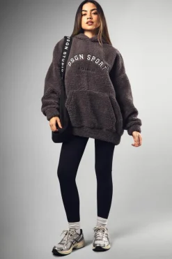 Hot boohoo Dsgn Sport Applique Borg Hoodie charcoal