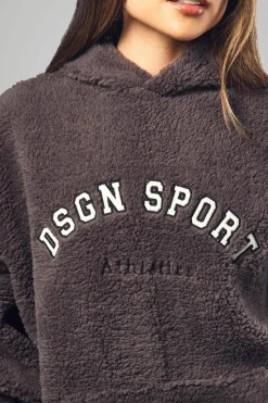 Hot boohoo Dsgn Sport Applique Borg Hoodie charcoal