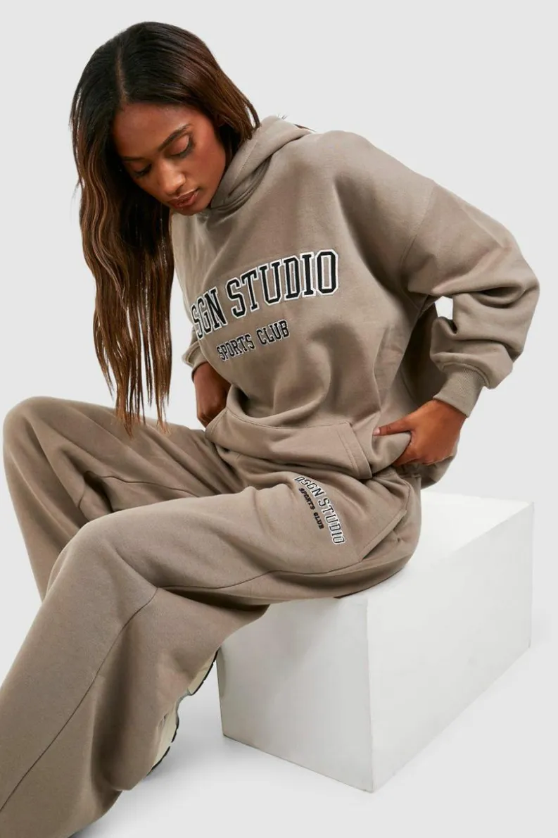 Flash Sale boohoo DSGN STUDIO APPLIQUE TRACKSUIT SET charcoal