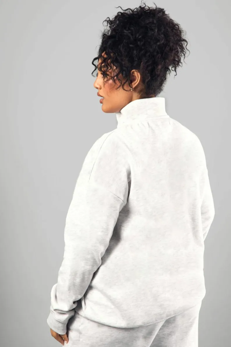 Outlet boohoo Dsgn Studio Embroidered Half Zip Oversized Sweatshirt ash grey