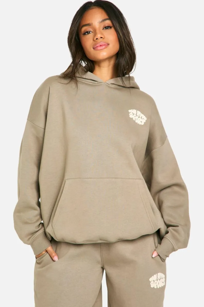 Best boohoo Dsgn Studio Sport Bubble Slogan Tracksuit Set washed khaki