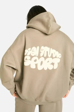 Best boohoo Dsgn Studio Sport Bubble Slogan Tracksuit Set washed khaki