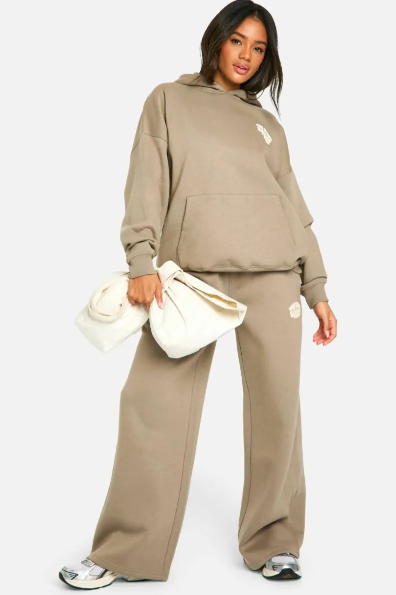 Best boohoo Dsgn Studio Sport Bubble Slogan Tracksuit Set washed khaki