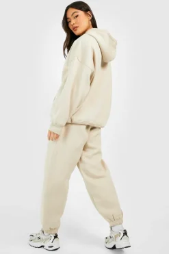Best Sale boohoo Dsgn Studio Text Slogan Hooded Tracksuit taupe