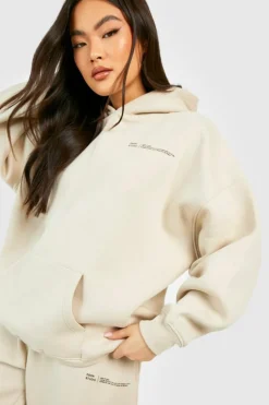Best Sale boohoo Dsgn Studio Text Slogan Hooded Tracksuit taupe