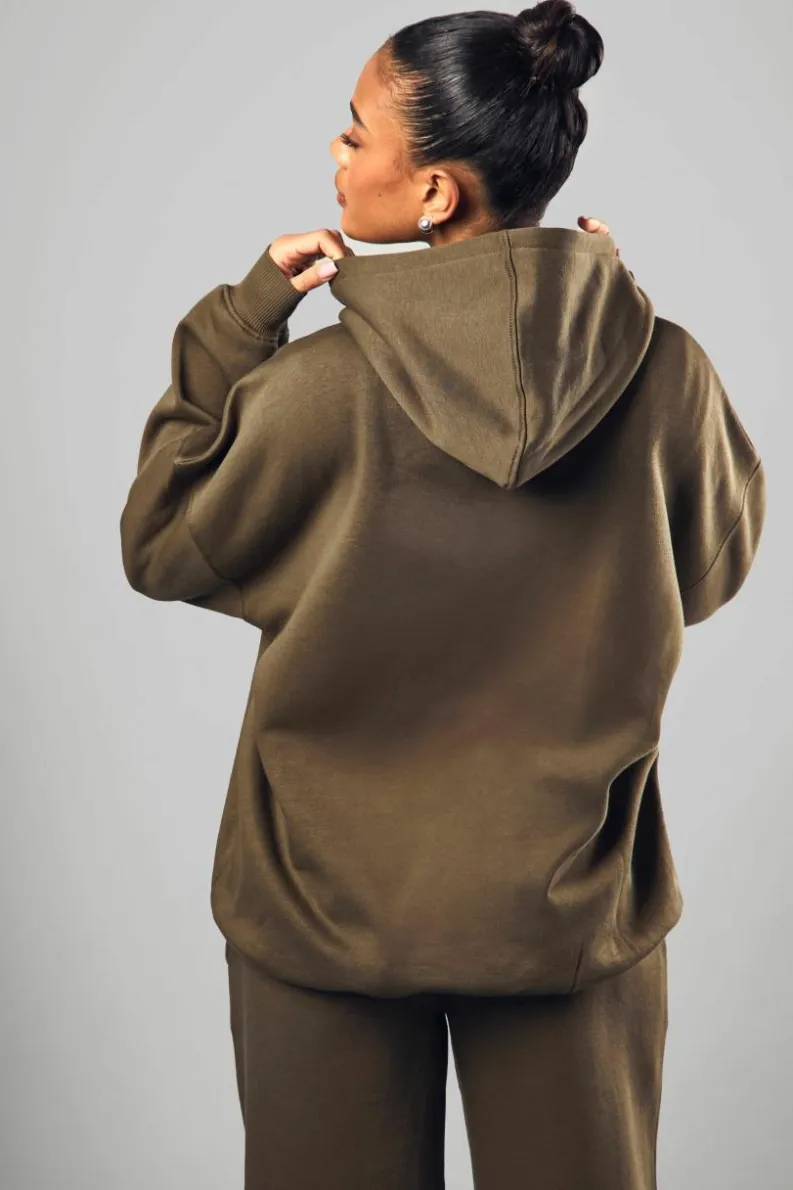 Best Sale boohoo Dsgn Studio Towelling Applique Oversized Hoodie olive