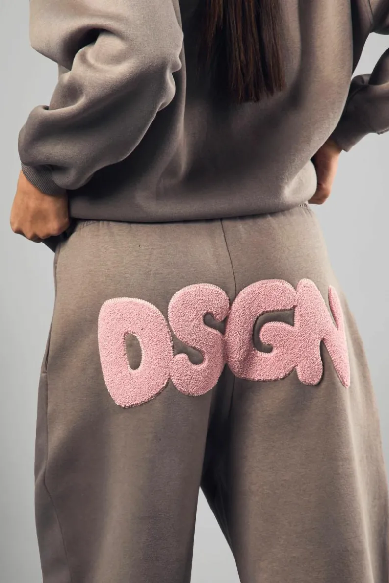 Shop boohoo DSGN Towelling Applique Tracksuit grey