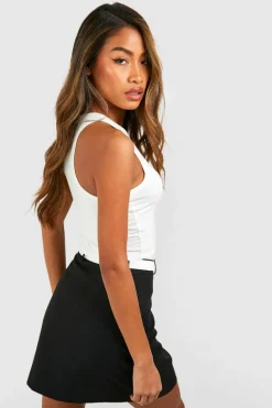 New boohoo Racer Crop Top ecru