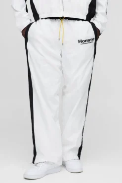 Sale boohooMAN Elasticated Homme Parachute Trousers white