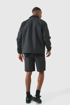 Online boohooMAN Elasticated Waist Comfort Nylon Shorts black
