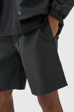 Online boohooMAN Elasticated Waist Comfort Nylon Shorts black