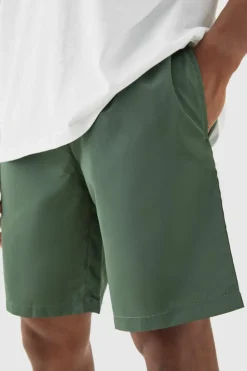 Clearance boohooMAN Elasticated Waist Comfort Nylon Shorts olive