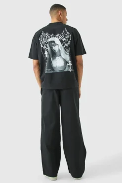 Best boohooMAN Elasticated Waist Contrast Drawcord Baggy Trouser black