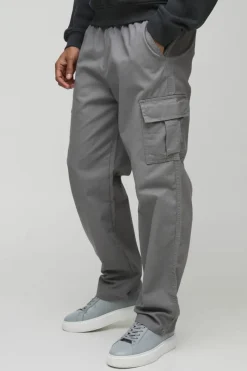 New boohooMAN Elasticated Waist Cuffed Leg Cargo Trouser grey
