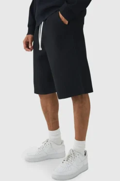 Clearance boohooMAN Elasticated Waist Pleated Jorts black