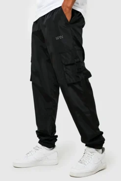 Discount boohooMAN Elasticated Waist Slim Fit Man Shell Cargo Jogger black