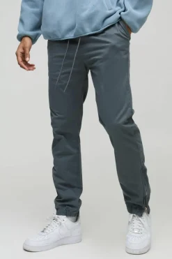 Clearance boohooMAN Elasticated Waist Slim Soft Twill Cuffed Trousers light grey