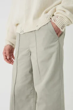 Flash Sale boohooMAN Elasticated Waist Wide Leg Pintuck Chino Trousers light khaki
