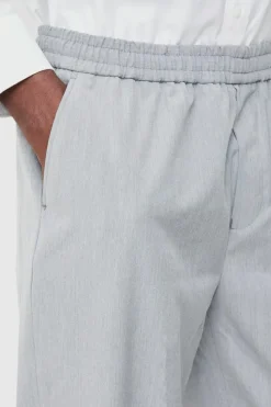 Cheap boohooMAN Elastic Waist Straight Fit Tailored Trousers grey