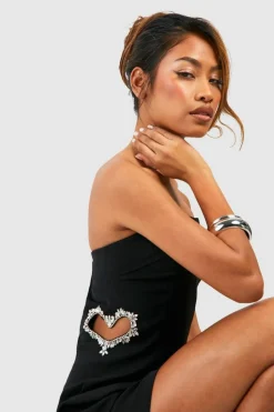 Outlet boohoo Embellished Cut Out Bandeau Mini Dress black