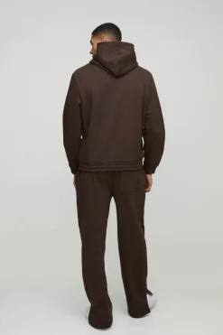Hot boohooMAN Embossed Heavyweight Hoodie chocolate