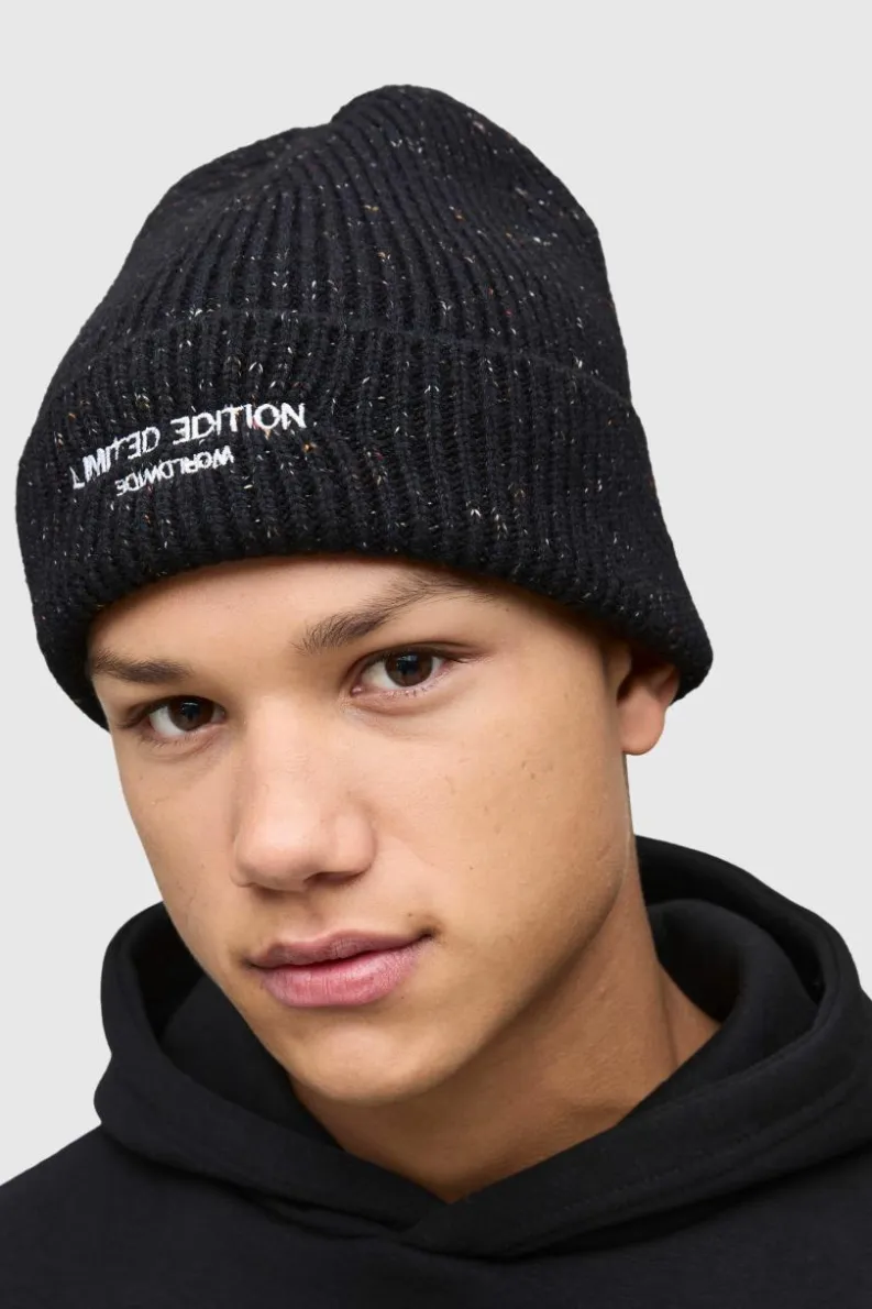 Cheap boohooMAN Embroidered Limited Edition Beanie charcoal