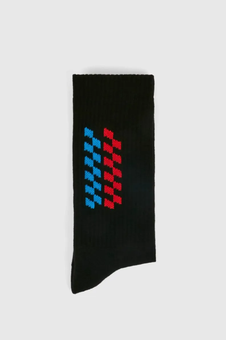 Shop boohooMAN Embroidered Racing Point Sock black