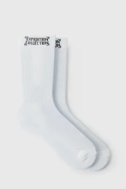 Outlet boohooMAN Expedition Collection Socks In white