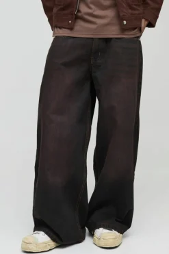 Cheap boohooMAN Extreme Baggy Fit ed Jeans antique wash