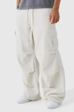 Best Sale boohooMAN Extreme Baggy Fit Cargo Trousers In ecru