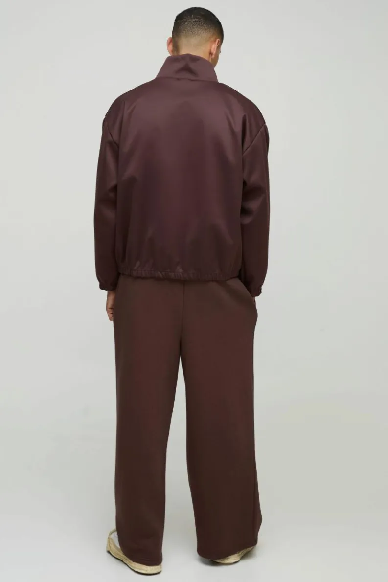 New boohooMAN Extreme Oversized Boxy Scuba Zip Through Jacket chocolate