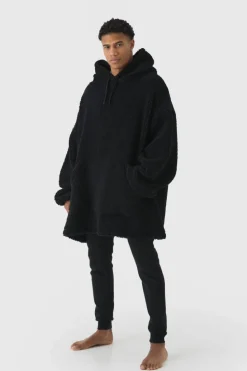 Clearance boohooMAN Extreme Oversized Fleece Hoodie black