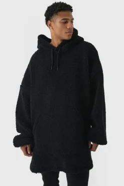 Clearance boohooMAN Extreme Oversized Fleece Hoodie black