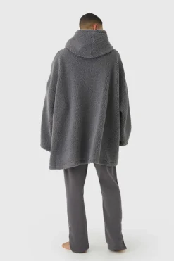 Cheap boohooMAN Extreme Oversized Fleece Hoodie charcoal