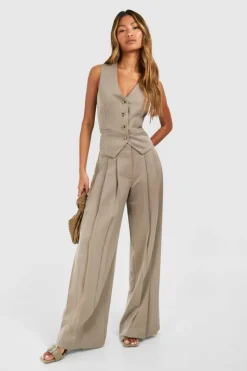 Clearance boohoo Extreme Pleat Wide Leg Trousers taupe